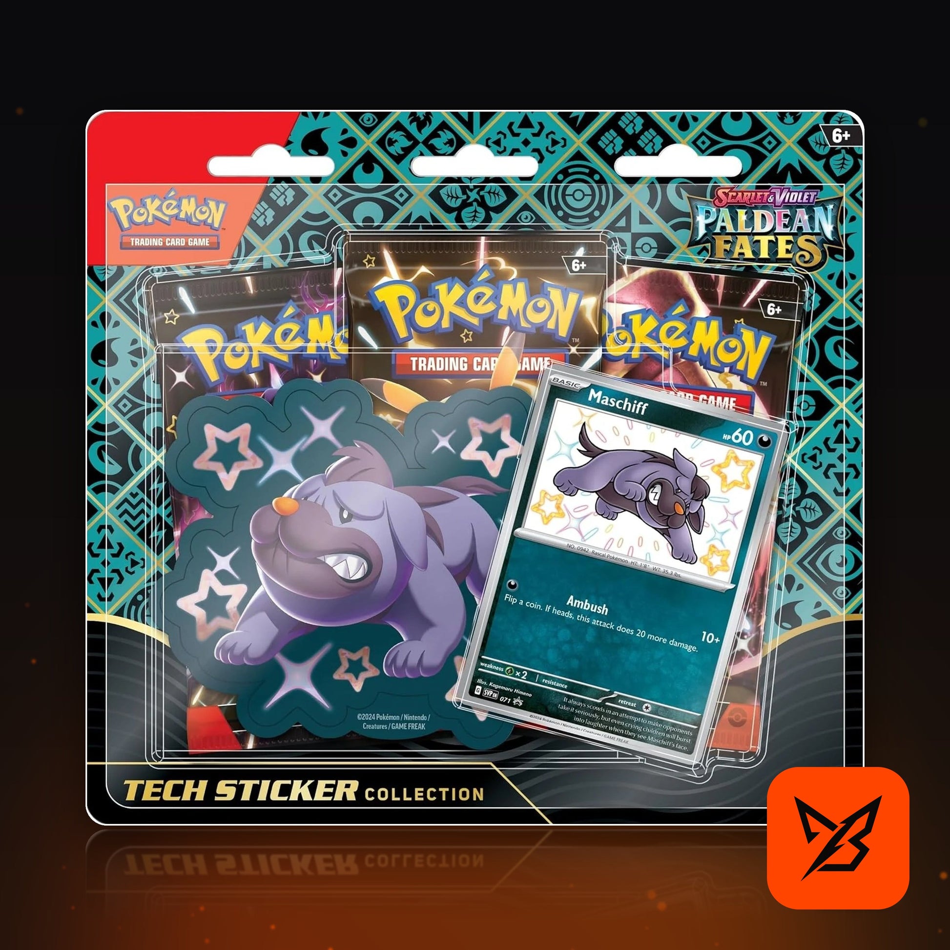 Paldean Fates Tech Sticker Collection Shiny Maschiff - Pokemon TCG